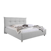 POLSTERBETT 200/200 cm,  in Hellgrau,  - Hellgrau/Alufarben, MODERN, Textil/Metall (200/200cm) - Livetastic