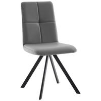 STUHL  in Eisen Lederlook, Mikrofaser Metall, Textil  - Hellgrau/Schwarz, MODERN, Textil/Metall (47/92/60cm) - Cantus