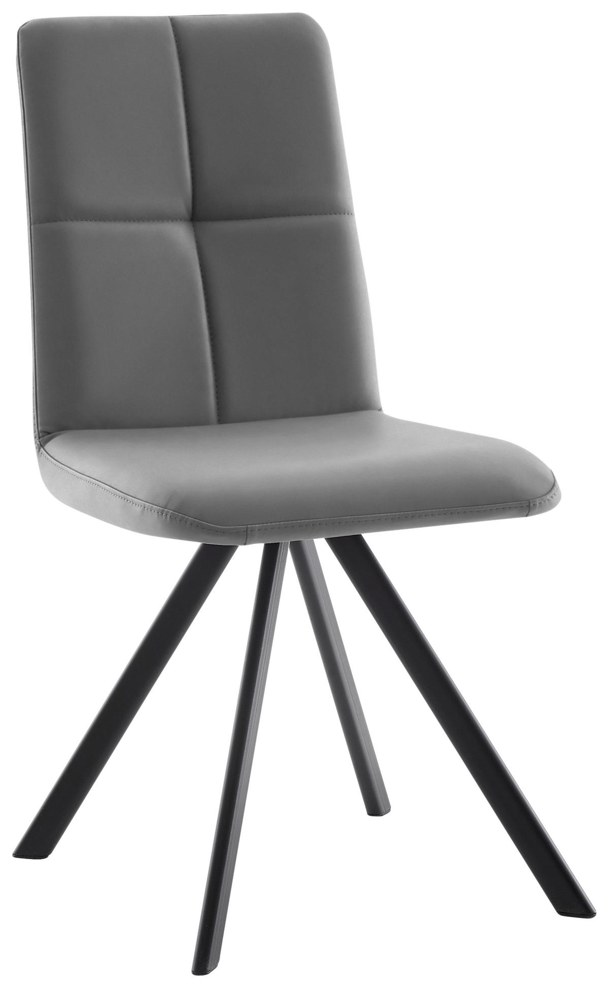 STUHL  in Eisen Lederlook, Mikrofaser Metall, Textil  - Hellgrau/Schwarz, MODERN, Textil/Metall (47/92/60cm) - Cantus