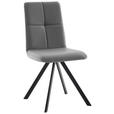 STUHL  in Eisen Lederlook, Mikrofaser Metall, Textil  - Hellgrau/Schwarz, MODERN, Textil/Metall (47/92/60cm) - Cantus