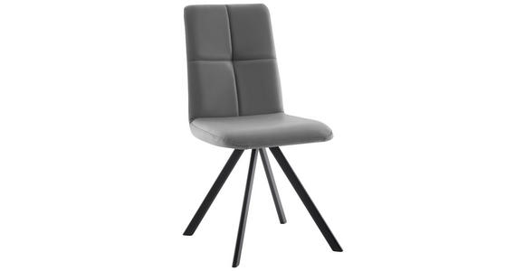 STUHL in Eisen Lederlook, Mikrofaser Metall, Textil - Hellgrau/Schwarz, MODERN, Textil/Metall (47/92/60cm) - Cantus