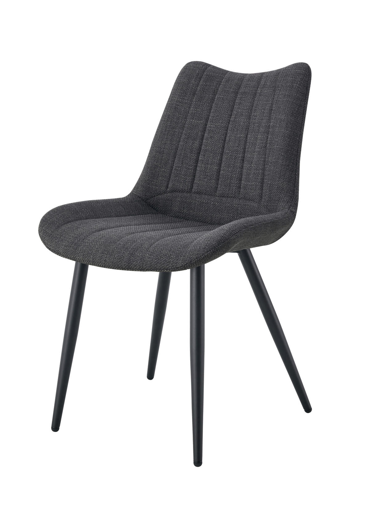 STUHL-SET 2 Stück  in Webstoff  - Anthrazit/Schwarz, MODERN, Textil/Metall (53/86/59cm) - MID.YOU