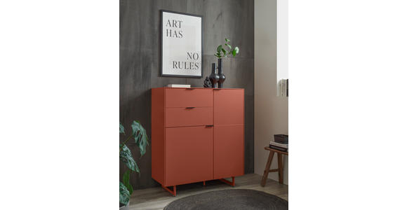 SCHUHSCHRANK  in 96/109/38 cm  - Rot/Schwarz, Design, Holzwerkstoff/Metall (96/109/38cm) - Voleo