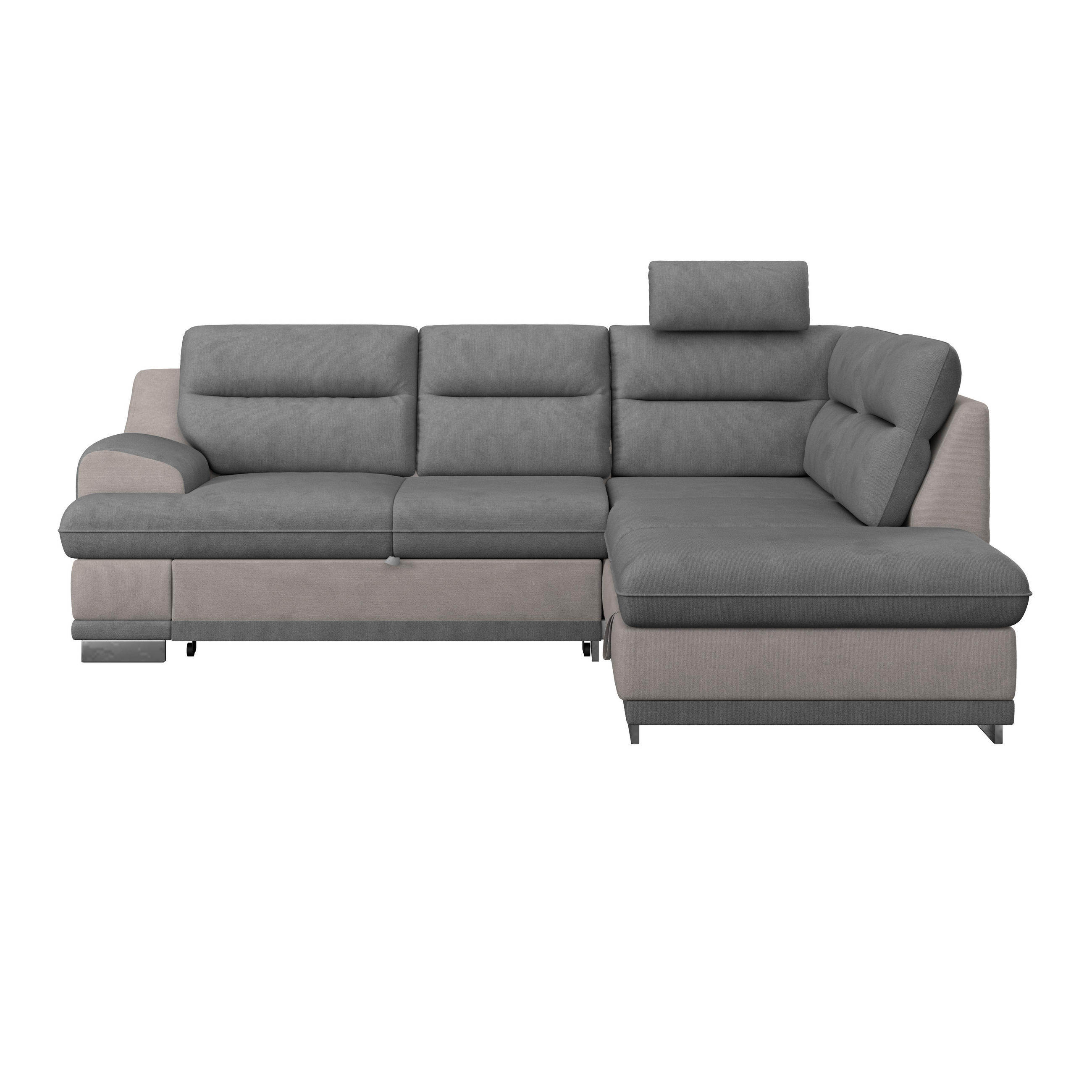 WOHNLANDSCHAFT in Velours Grau, Dunkelgrau  - Chromfarben/Dunkelgrau, Konventionell, Textil/Metall (264/217cm) - MID.YOU