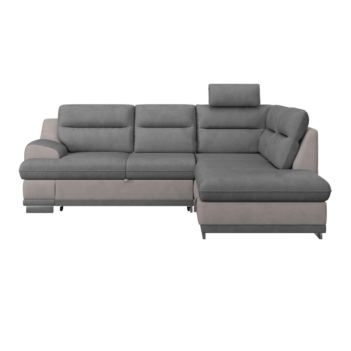 WOHNLANDSCHAFT in Velours Grau, Dunkelgrau  - Chromfarben/Dunkelgrau, Konventionell, Textil/Metall (264/217cm) - MID.YOU