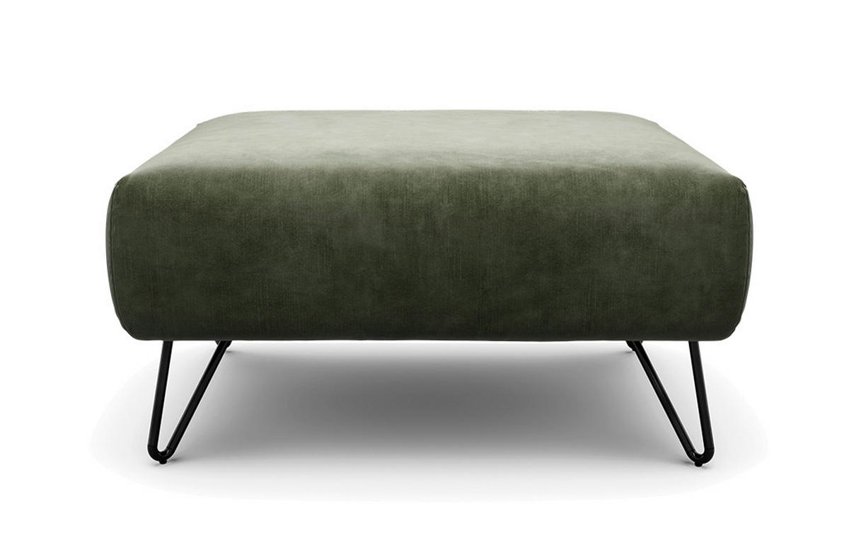 HOCKER Samt Waldgrün  - Waldgrün/Schwarz, Design, Textil/Metall (90/70/46cm) - SENSOO