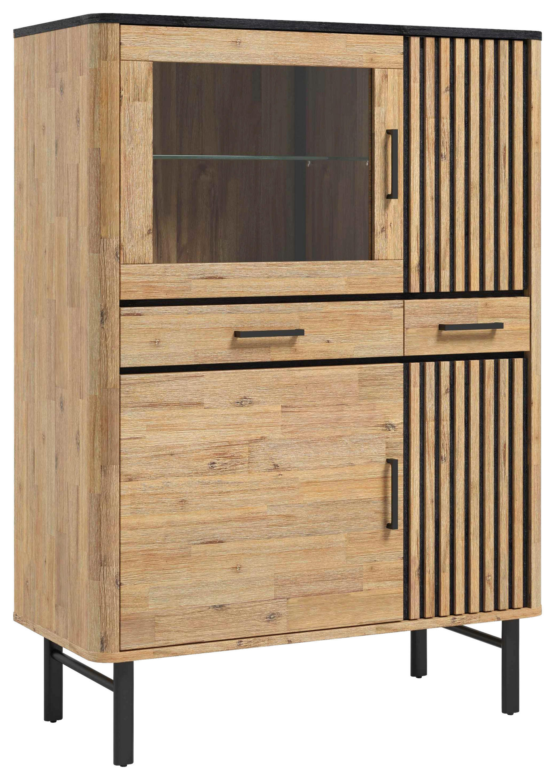 HIGHBOARD  in 100/140/45 cm  - Schwarz/Akaziefarben, LIFESTYLE, Glas/Holz (100/140/45cm) - Landscape