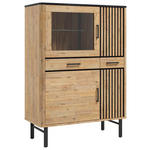 HIGHBOARD Schwarz, Akaziefarben  100/140/45 cm  - Schwarz/Akaziefarben, LIFESTYLE, Glas/Holz (100/140/45cm) - Landscape