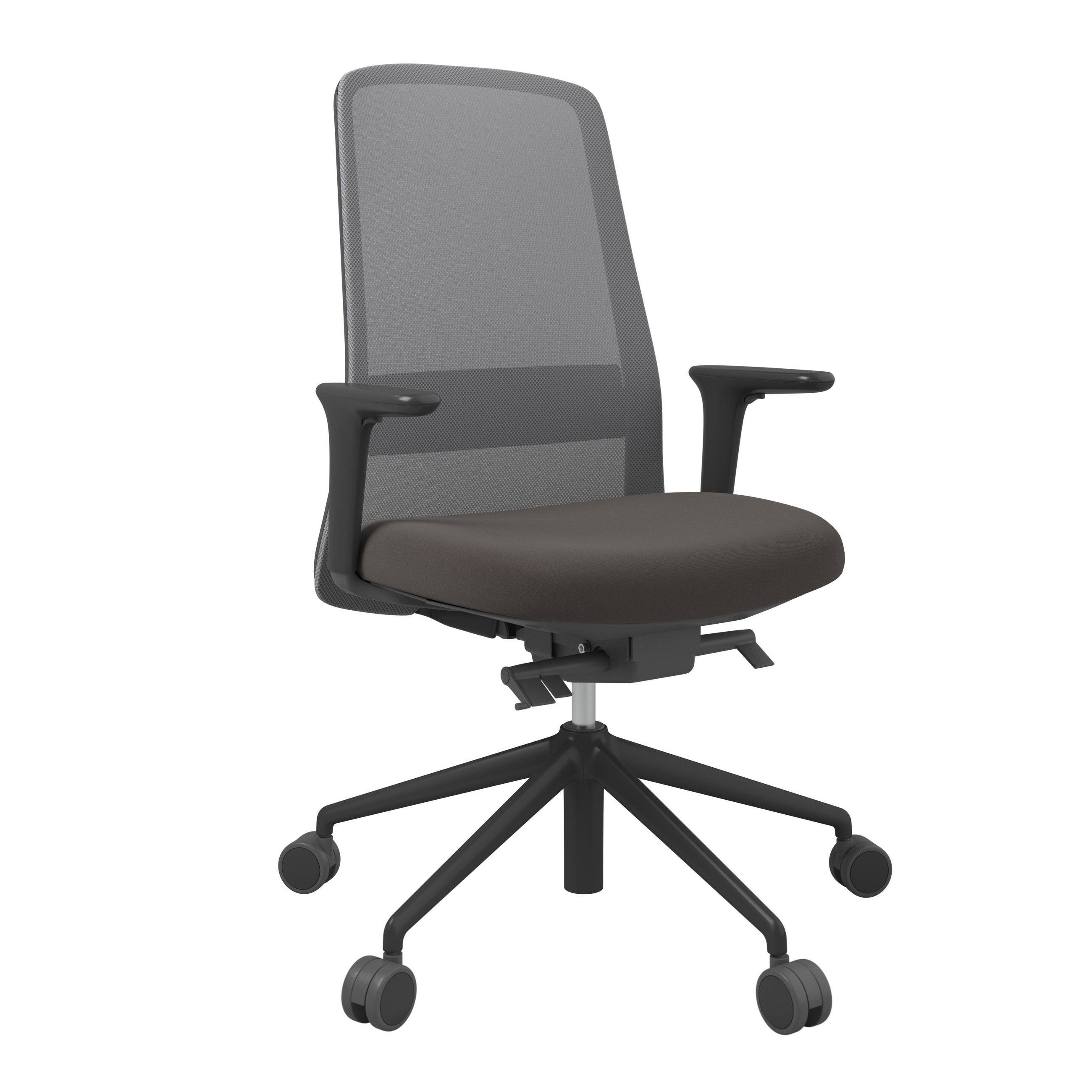 DREHSTUHL Grau, Schwarz, Dunkelbraun  - Dunkelbraun/Schwarz, MODERN, Kunststoff/Textil (70/103-115/70cm)