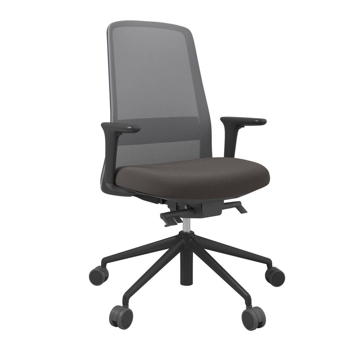 DREHSTUHL Grau, Schwarz, Dunkelbraun  - Dunkelbraun/Schwarz, MODERN, Kunststoff/Textil (70/103-115/70cm)