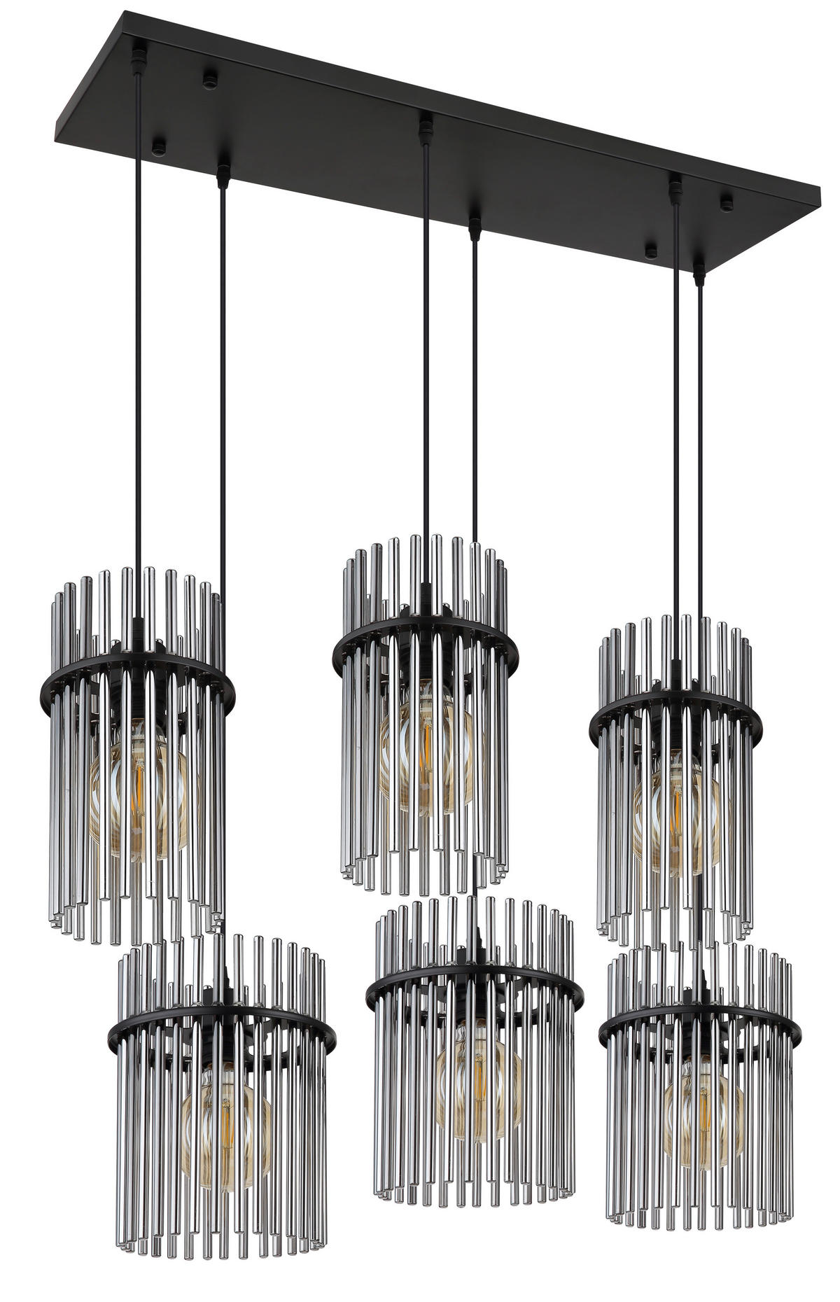 HÄNGELEUCHTE 92,5/35,5/125 cm    - Schwarz/Grau, Basics, Glas/Kunststoff (92,5/35,5/125cm) - Globo