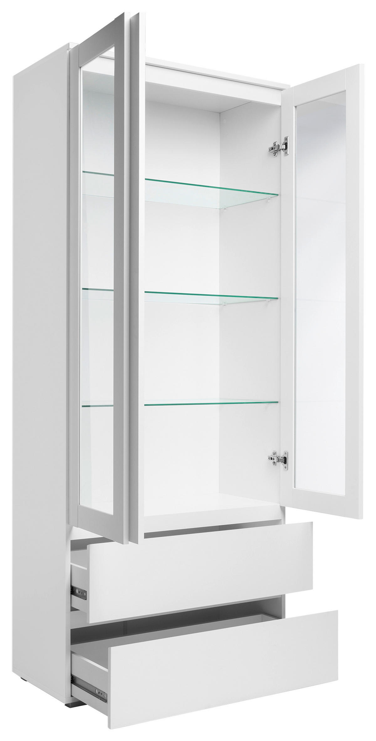 VITRINE in Weiß  - Silberfarben/Weiß, KONVENTIONELL, Glas/Holzwerkstoff (80/191/40cm) - MID.YOU