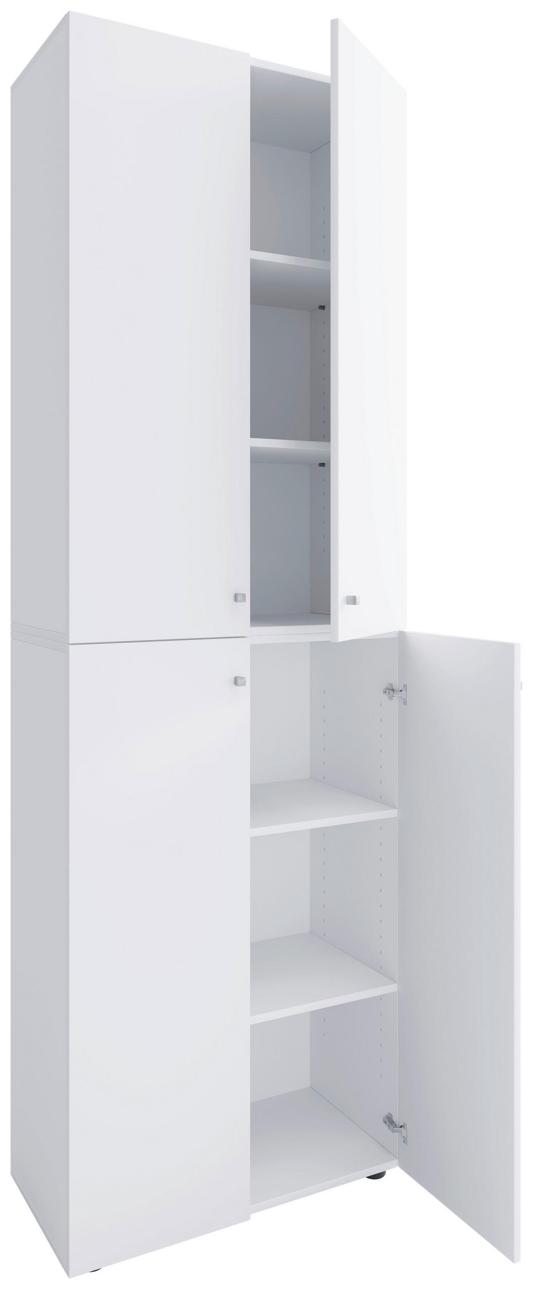 SCHUHSCHRANK Lona  in 70/220/40 cm  - Weiss/Silberfarben, Design, Holzwerkstoff/Kunststoff (70/220/40cm) - MID.YOU
