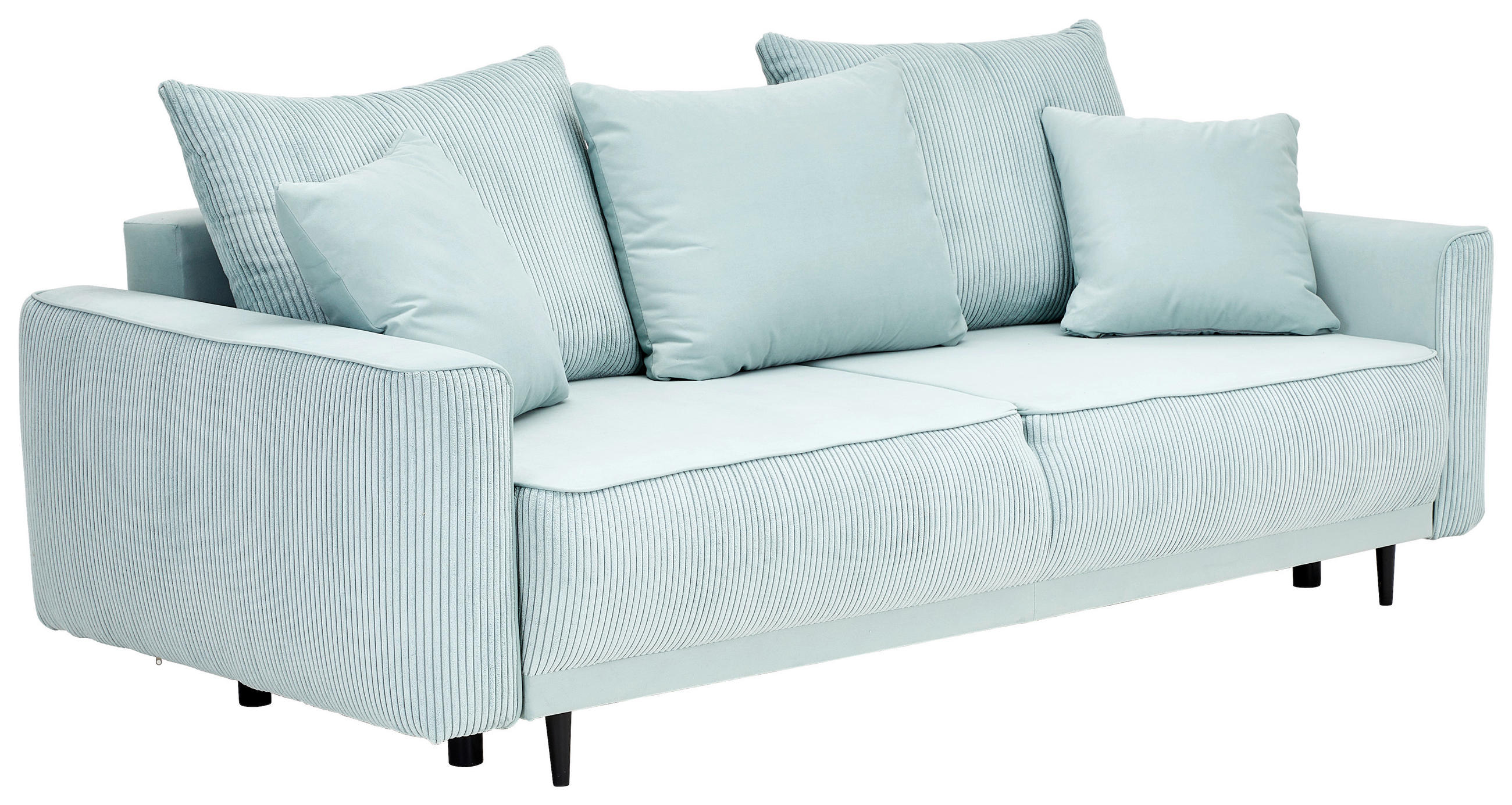 SCHLAFSOFA in Cord, Samt Mintgrün  - Schwarz/Mintgrün, MODERN, Holz/Textil (232/96/112cm) - MID.YOU