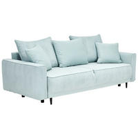 SCHLAFSOFA in Cord, Samt Mintgrün  - Schwarz/Mintgrün, MODERN, Holz/Textil (232/96/112cm) - MID.YOU