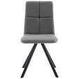 STUHL  in Eisen Lederlook, Mikrofaser Metall, Textil  - Hellgrau/Schwarz, MODERN, Textil/Metall (47/92/60cm) - Cantus