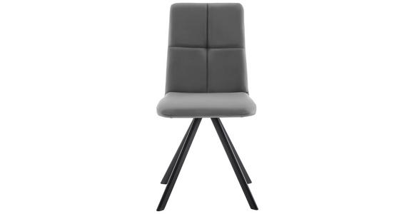 STUHL in Eisen Lederlook, Mikrofaser Metall, Textil - Hellgrau/Schwarz, MODERN, Textil/Metall (47/92/60cm) - Cantus