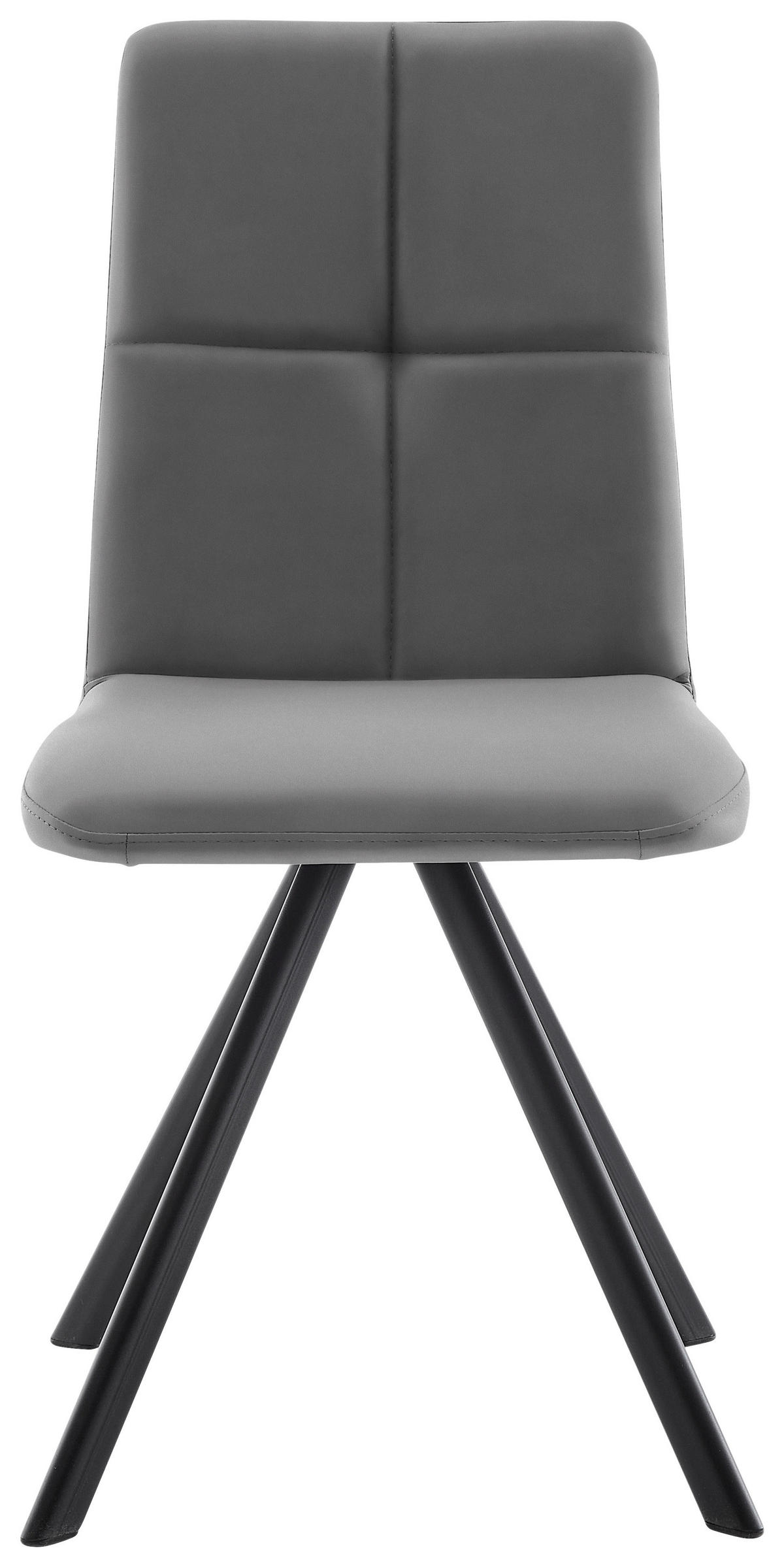 STUHL  in Eisen Lederlook, Mikrofaser Metall, Textil  - Hellgrau/Schwarz, MODERN, Textil/Metall (47/92/60cm) - Cantus