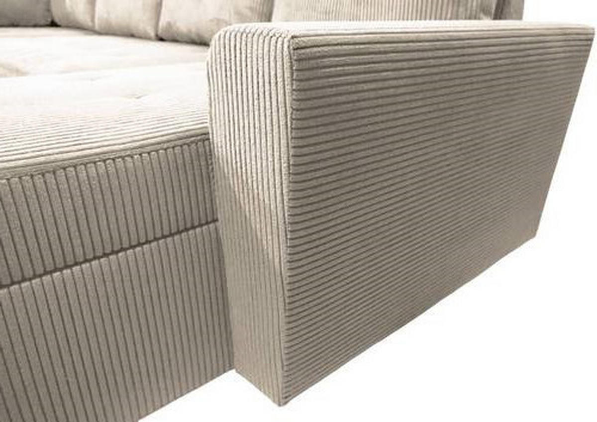 WOHNLANDSCHAFT in Cord Taupe  - Taupe/Schwarz, Design, Kunststoff/Textil (212/297/155cm) - MID.YOU