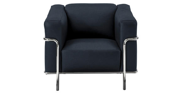 SESSEL in Echtleder Dunkelblau - Chromfarben/Dunkelblau, Design, Leder/Metall (91/67/96cm) - Johann Jakob