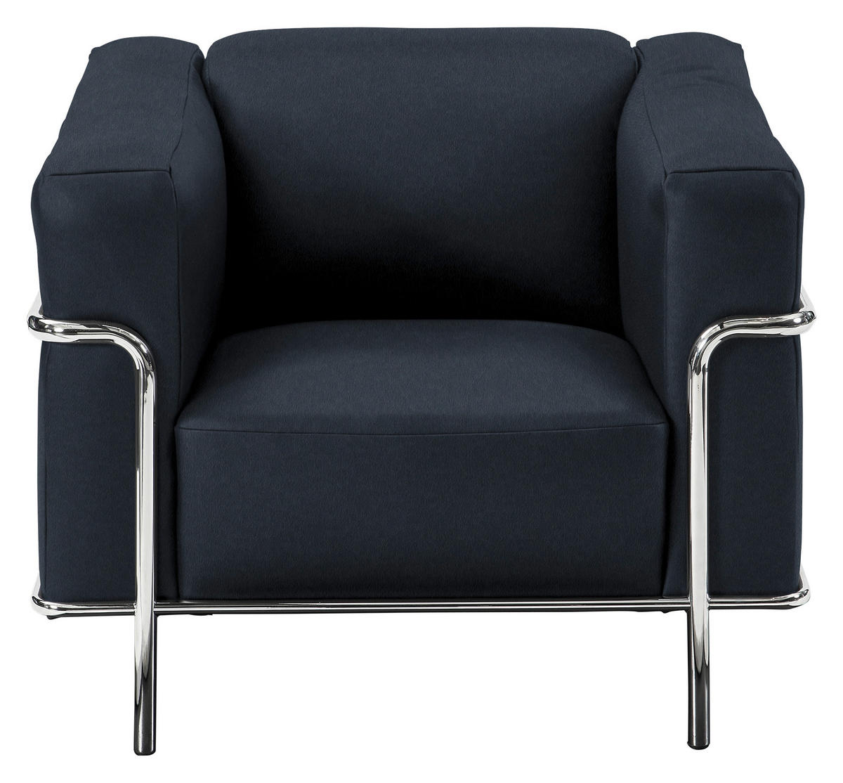 FAUTEUIL in Echtleder Dunkelblau  - Chromfarben/Dunkelblau, Design, Leder/Metall (91/67/96cm) - Johann Jakob