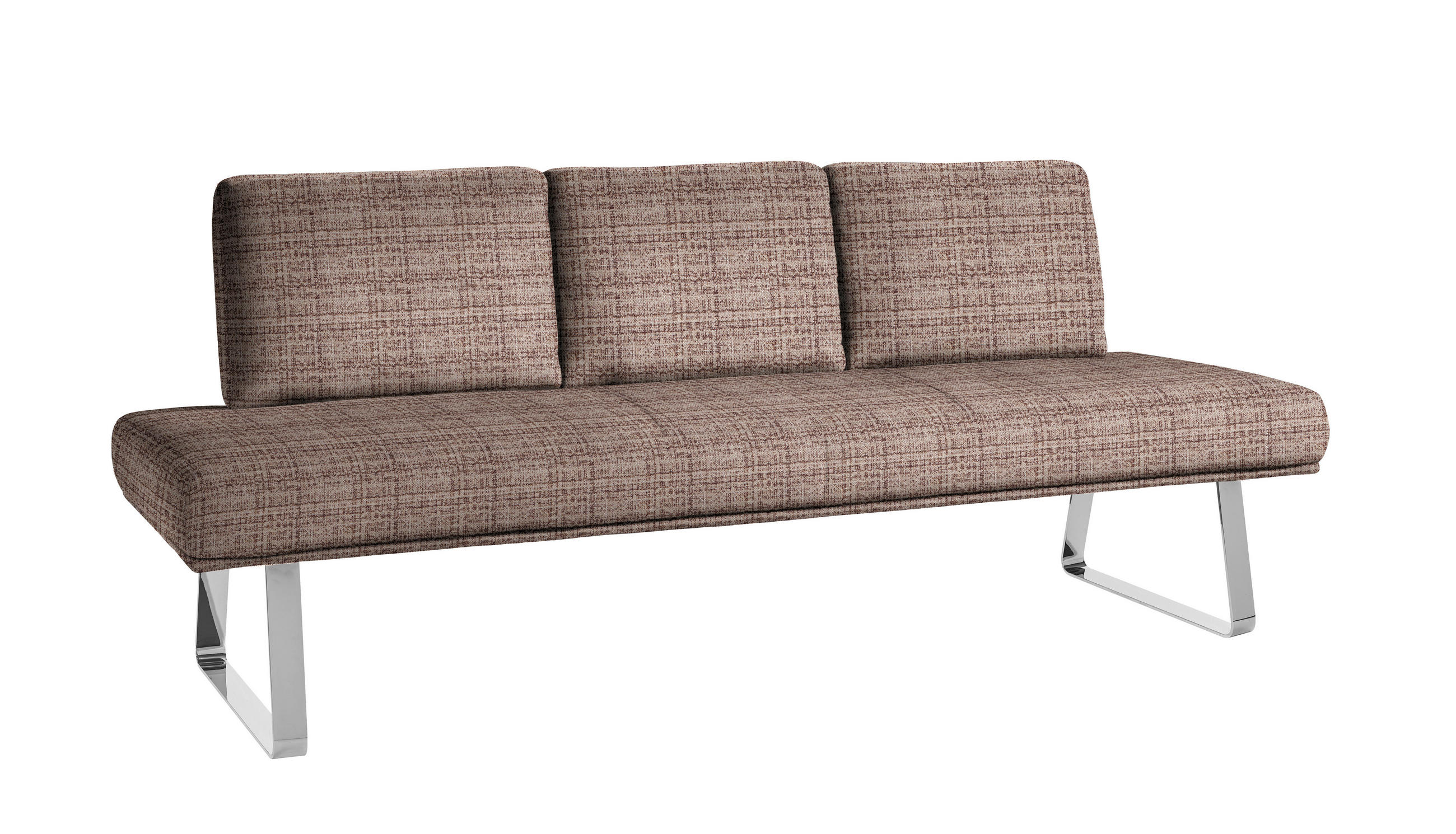 SITZBANK 209/92/78 cm  in Braun, Chromfarben  - Chromfarben/Braun, Design, Textil/Metall (209/92/78cm) - Dieter Knoll
