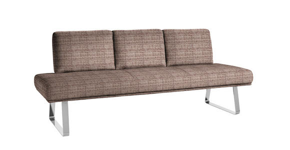 SITZBANK 209/92/78 cm  in Braun, Chromfarben  - Chromfarben/Braun, Design, Textil/Metall (209/92/78cm) - Dieter Knoll