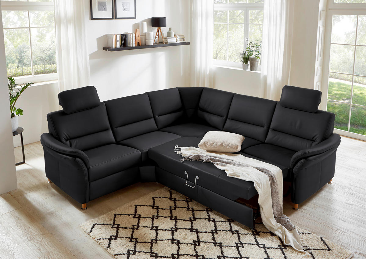 ECKSOFA in Echtleder Anthrazit  - Eichefarben/Anthrazit, Konventionell, Leder/Holz (262/262cm) - Beldomo Premium