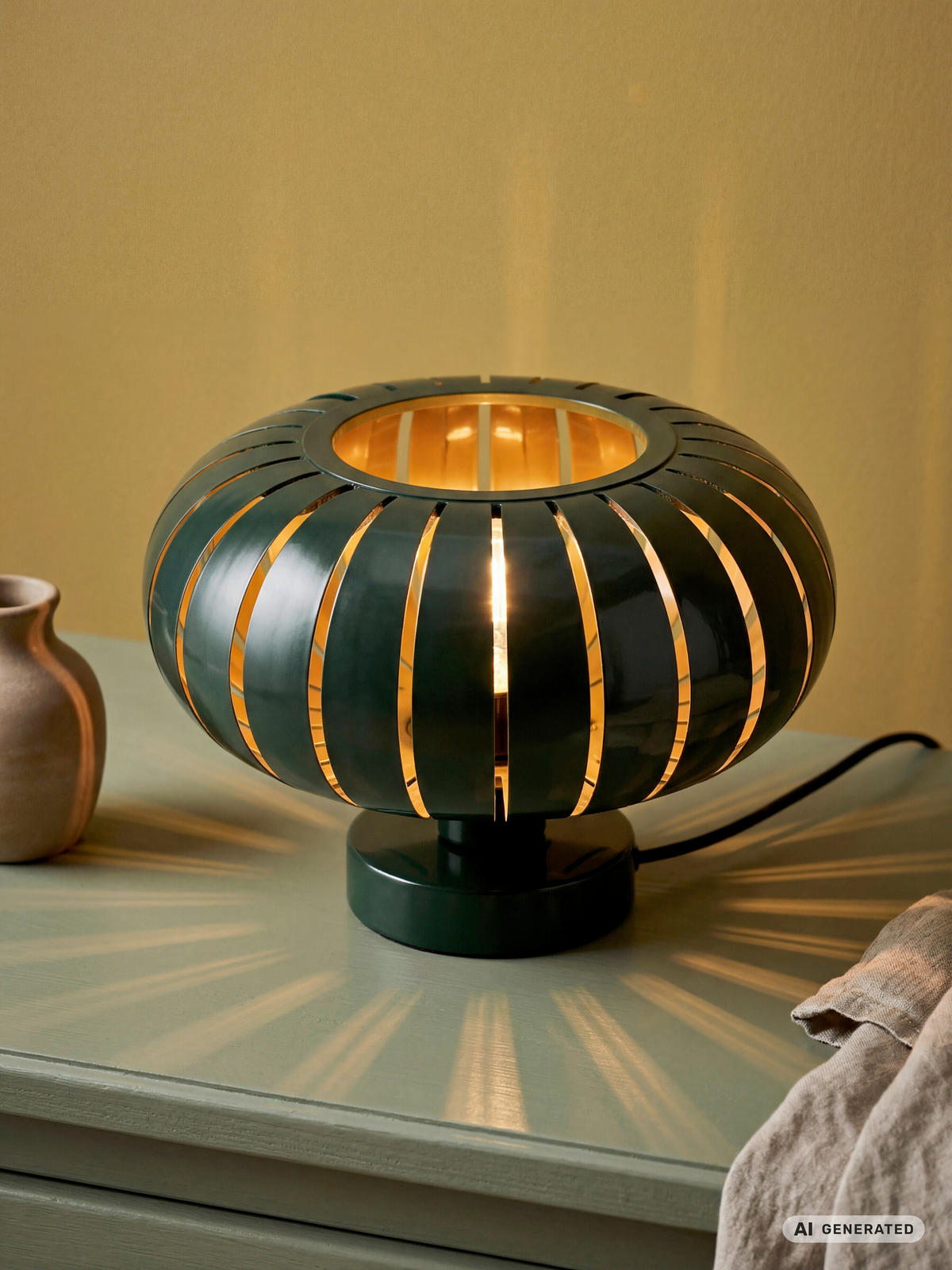 TISCHLEUCHTE 28/19,6 cm  - Grün, Design, Kunststoff/Metall (28/19,6cm) - Osram