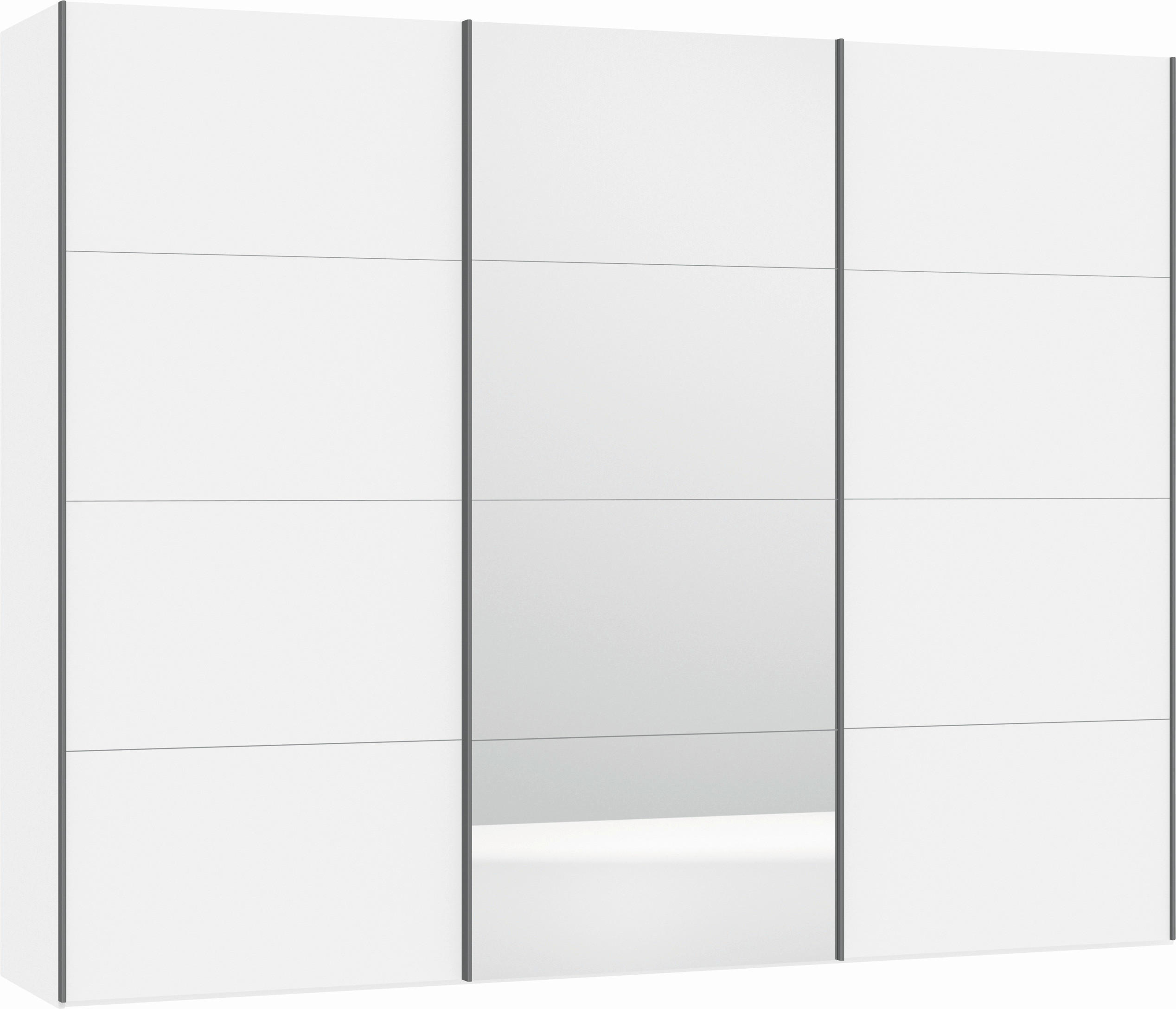 SCHWEBETÜRENSCHRANK 303/236/65 cm 3-türig Weiß  - Silberfarben/Weiß, Design, Glas/Holzwerkstoff (303/236/65cm) - Jutzler