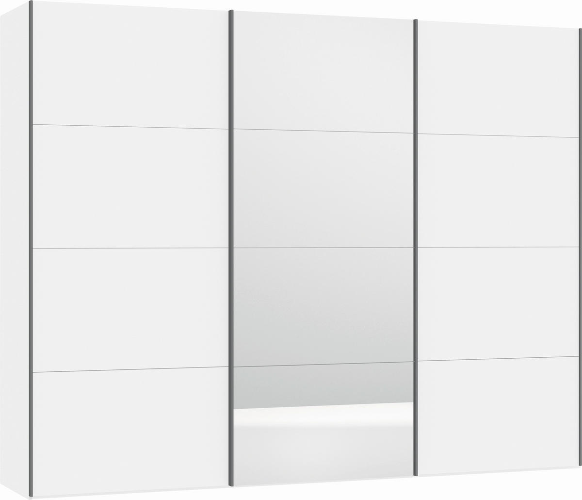SCHWEBETÜRENSCHRANK  in Weiß  - Silberfarben/Weiß, Design, Glas/Holzwerkstoff (303/236/65cm) - Jutzler