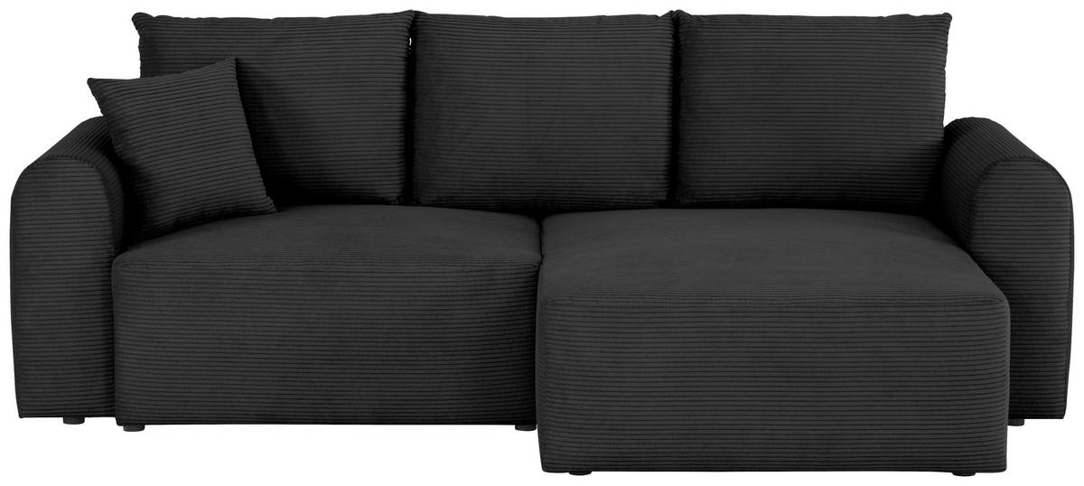 ECKSOFA in Cord Schwarz  - noir, Design, textile (250/151cm) - MID.YOU