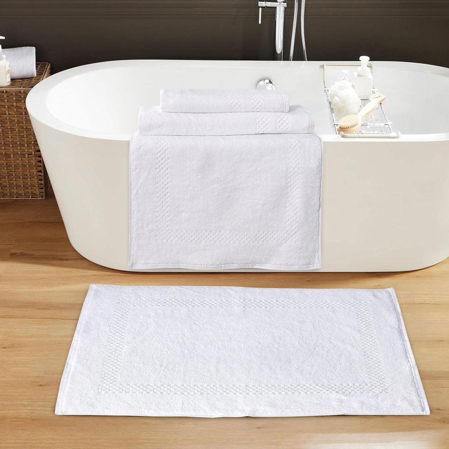 KUPAONSKI TEPIH bijela  CHECK  - bijela, Basics, tekstil (50/70cm) - Boxxx