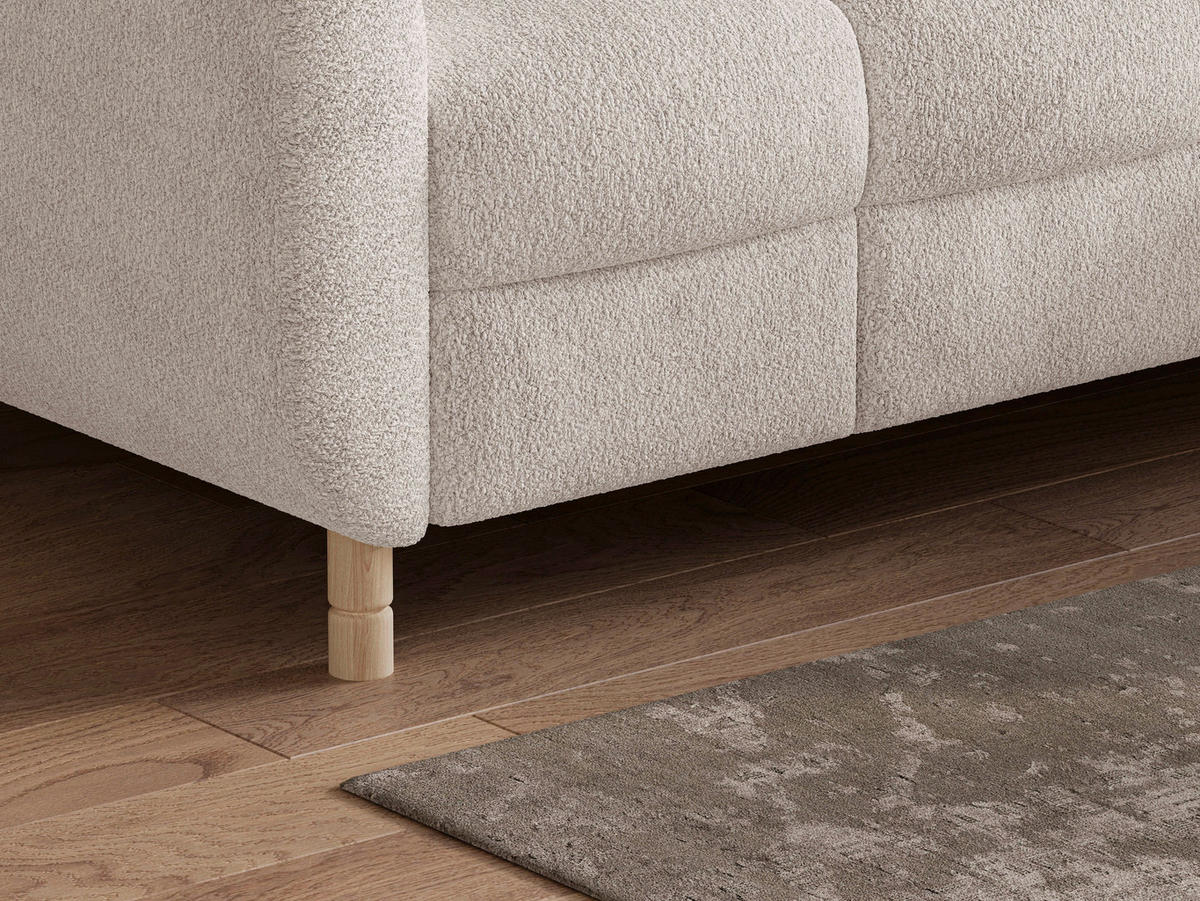 ECKSOFA BUN in Bouclé Weiß  - Elfenbein/Weiß, Design, Holz/Textil (276/209cm) - MID.YOU