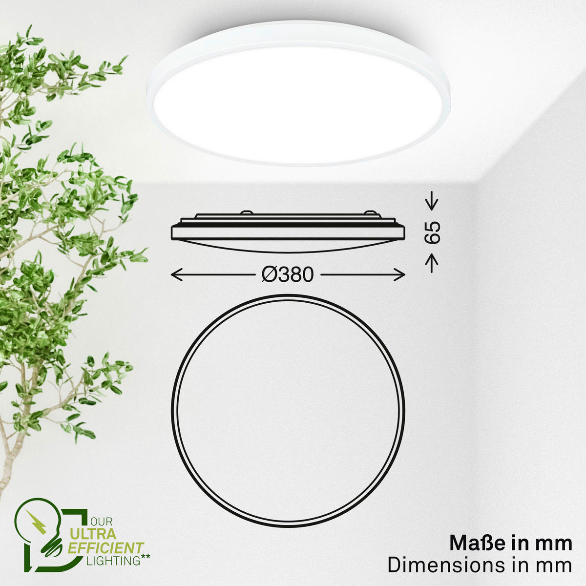 LED-DECKENLEUCHTE Kaida 38/6,5 cm   - Weiß, Basics, Kunststoff/Metall (38/6,5cm) - Briloner