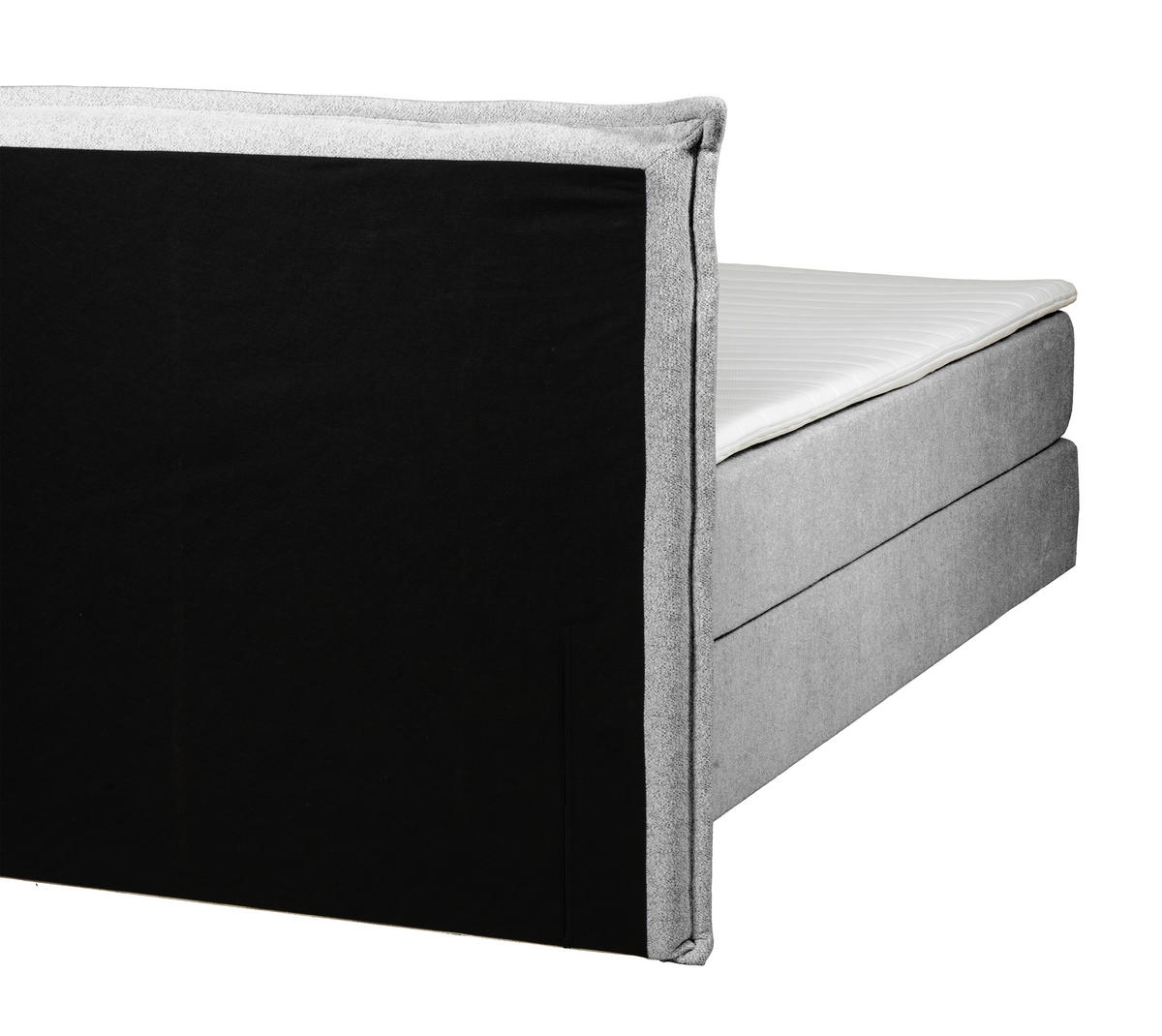BOXSPRINGBETT 140/200 cm,  in Hellgrau, Matratze, gepolstertes Kopfteil, Topper, H3 + H3 = fest  - Hellgrau/Schwarz, Trend, Textil (140/200cm) - Chameo