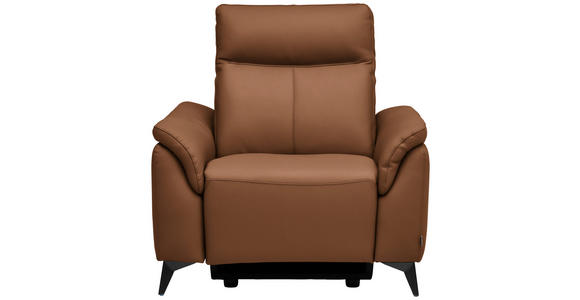 SESSEL in Echtleder Cognac  - Cognac/Schwarz, Design, Leder/Metall (107/105/98cm) - Belluti