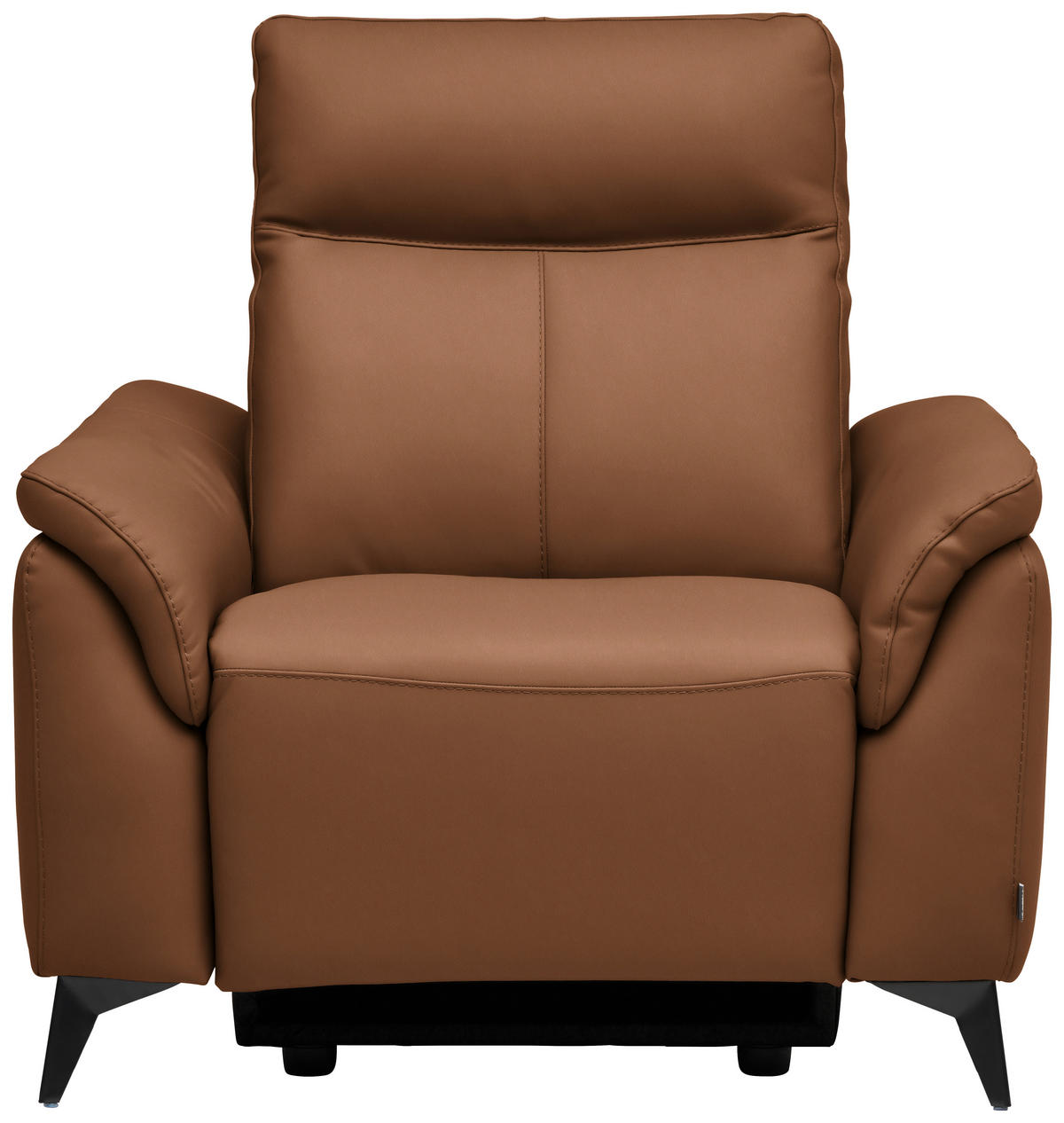 SESSEL Echtleder Cognac  - Cognac/Schwarz, Design, Leder/Metall (107/105/98cm) - Belluti