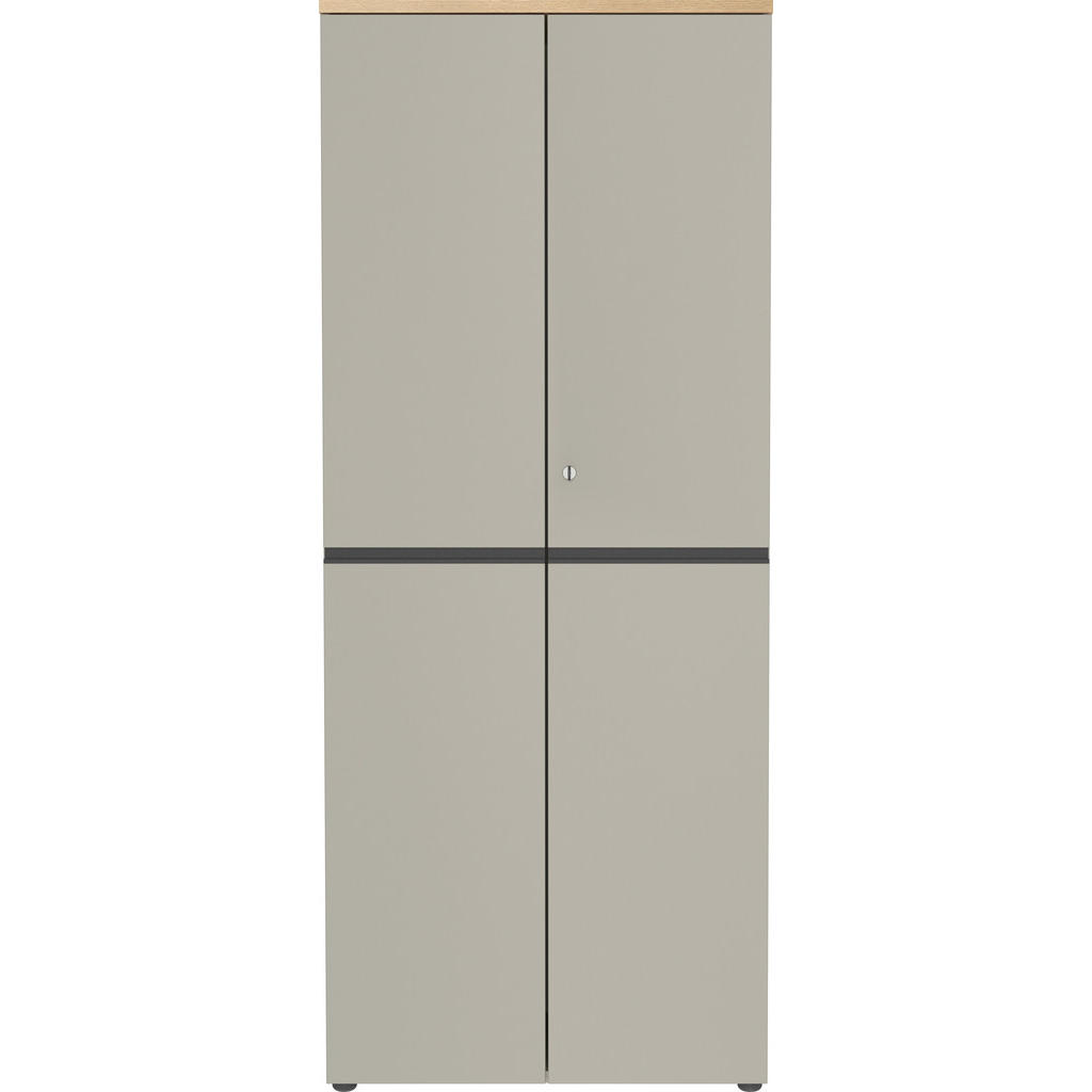 Thumbnail - Novel Aktenschrank, Grau, Eiche, Holzwerkstoff, 4 Fächer, 81x197x40 cm, Made in Germany, Beimöbel erhältlich, abschließb...