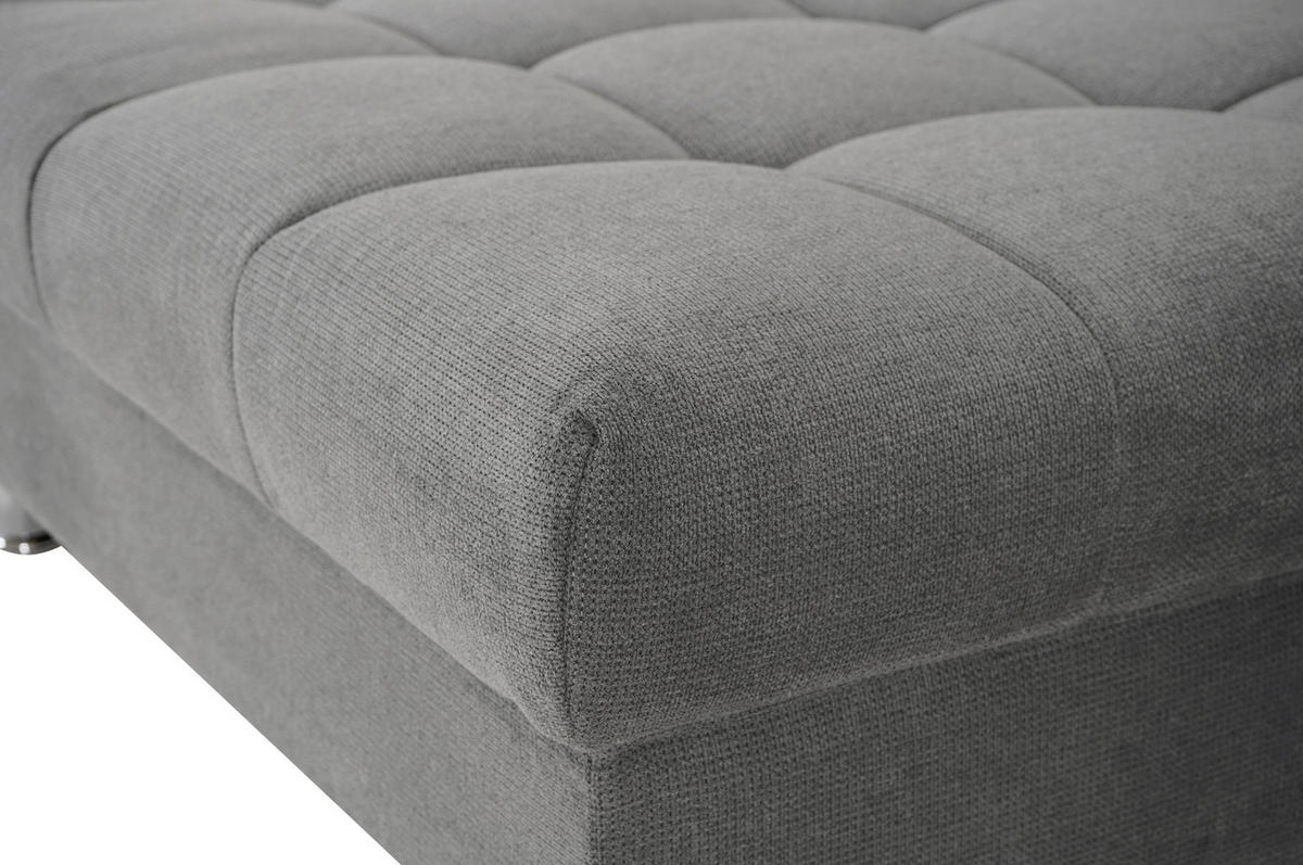 ECKSOFA Grau Flachgewebe, Mikrofaser  - Chromfarben/Grau, Design, Kunststoff/Textil (198/312cm) - Livetastic
