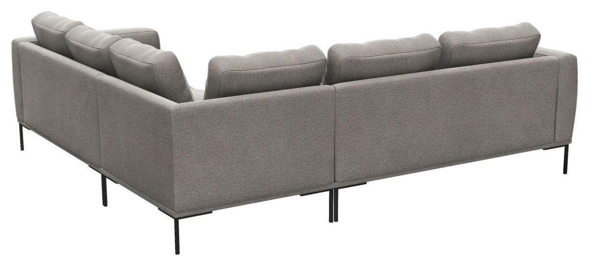 ECKSOFA Grau Webstoff, Flachgewebe  - Schwarz/Grau, Design, Textil/Metall (252/219cm) - Livetastic