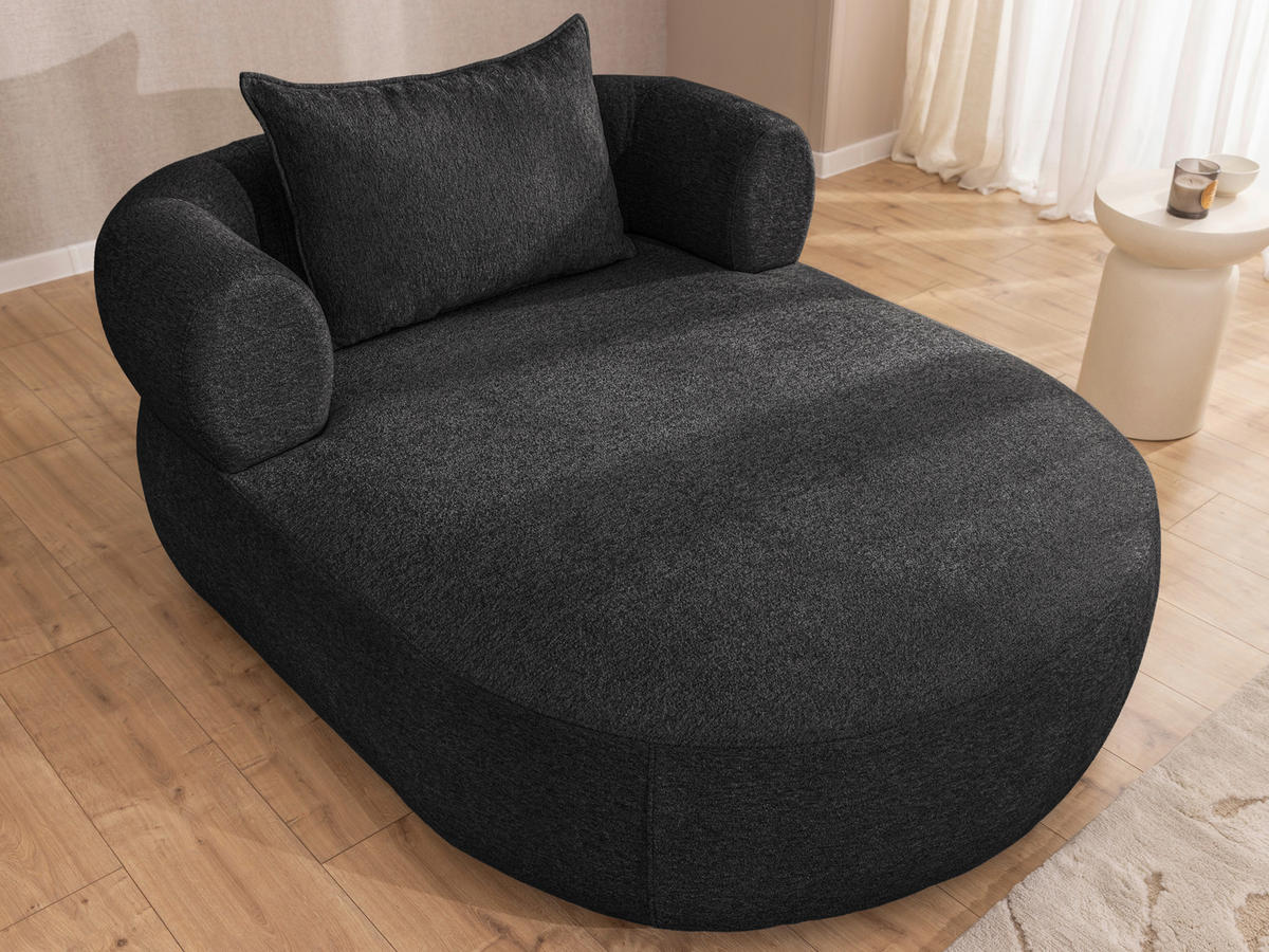 XXL-SESSEL Chenille Schwarz    - Schwarz, Design, Kunststoff/Textil (122/76/156cm) - Livetastic
