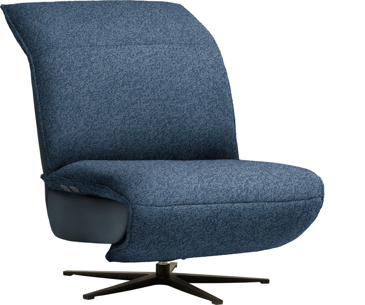 SESSEL Flachgewebe, Mikrofaser Blau  - Blau/Schwarz, Design, Textil/Metall (84/65/91cm) - Koinor