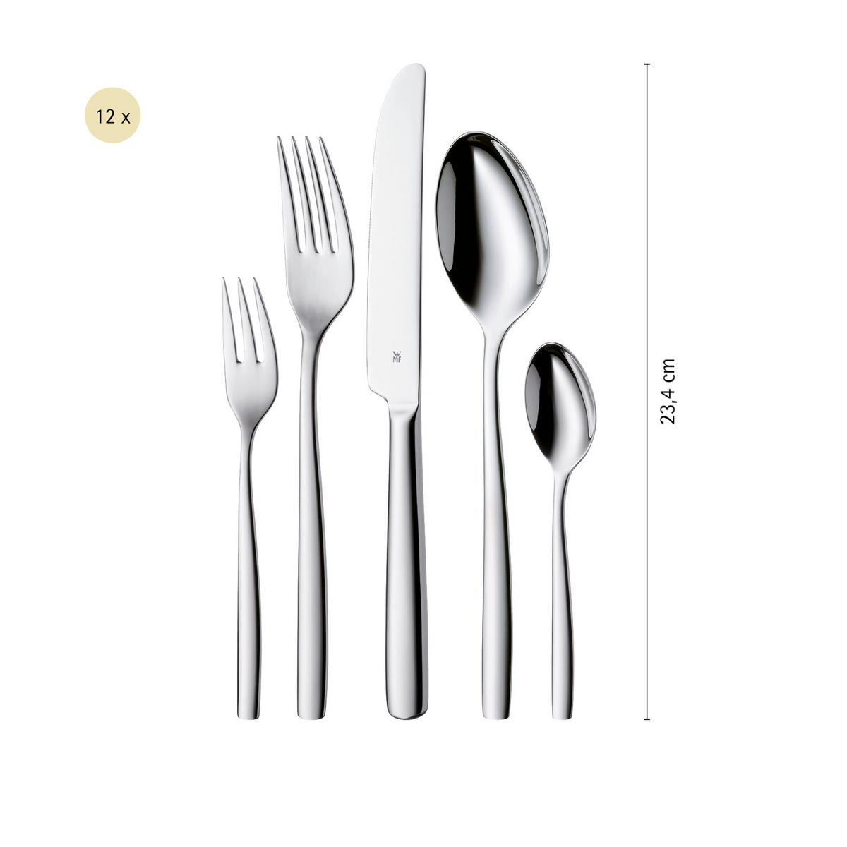 BESTECKSET PALMA 60-teilig Edelstahl  für 12 Personen  - Edelstahlfarben, Design, Metall - WMF