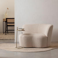RÉCAMIERE Stone in Bouclé Creme  - Creme/Schwarz, MODERN, Kunststoff/Textil (112/73/80cm) - Livetastic
