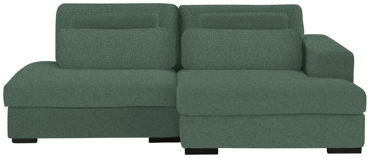 ECKSOFA in Chenille Grün  - Schwarz/Grün, Design, Kunststoff/Textil (223/158cm) - Lomoco