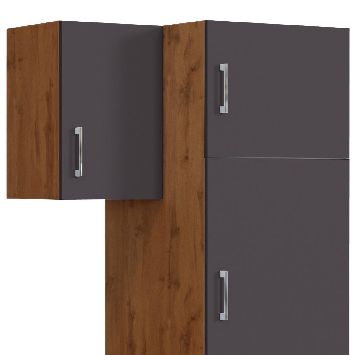 KÜCHENLEERBLOCK 210 cm   in Anthrazit, Eiche Wotan  - Chromfarben/Anthrazit, Modern, Holzwerkstoff/Metall (210cm) - Held