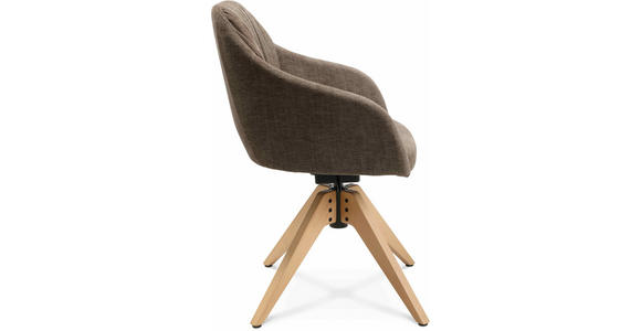 ARMLEHNSTUHL in Velours - Eichefarben/Graubraun, Design, Holz/Textil (58/82,5-85,2/60cm) - Johann Jakob
