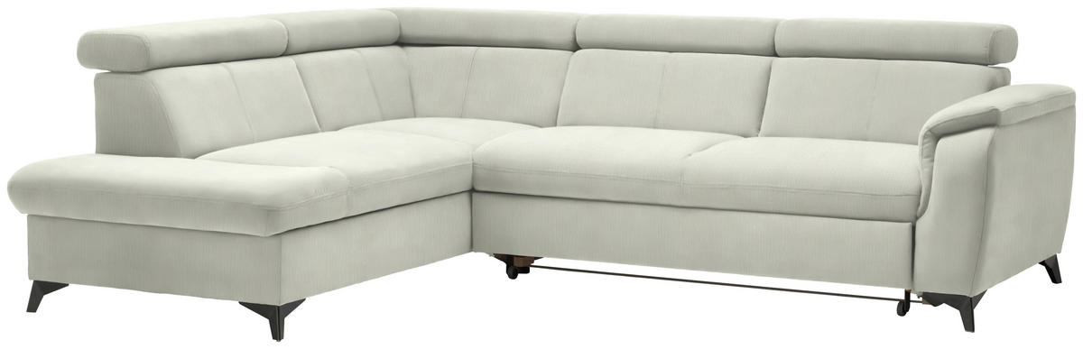 ECKSOFA in Flachgewebe Weiss  - Weiss/Schwarz, Design, Textil/Metall (203/260cm) - Stylife