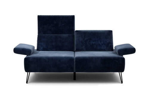 2-SITZER-SOFA in Samt Dunkelblau  - Schwarz/Dunkelblau, Design, Textil/Metall (164-194/85/86-94cm) - SENSOO